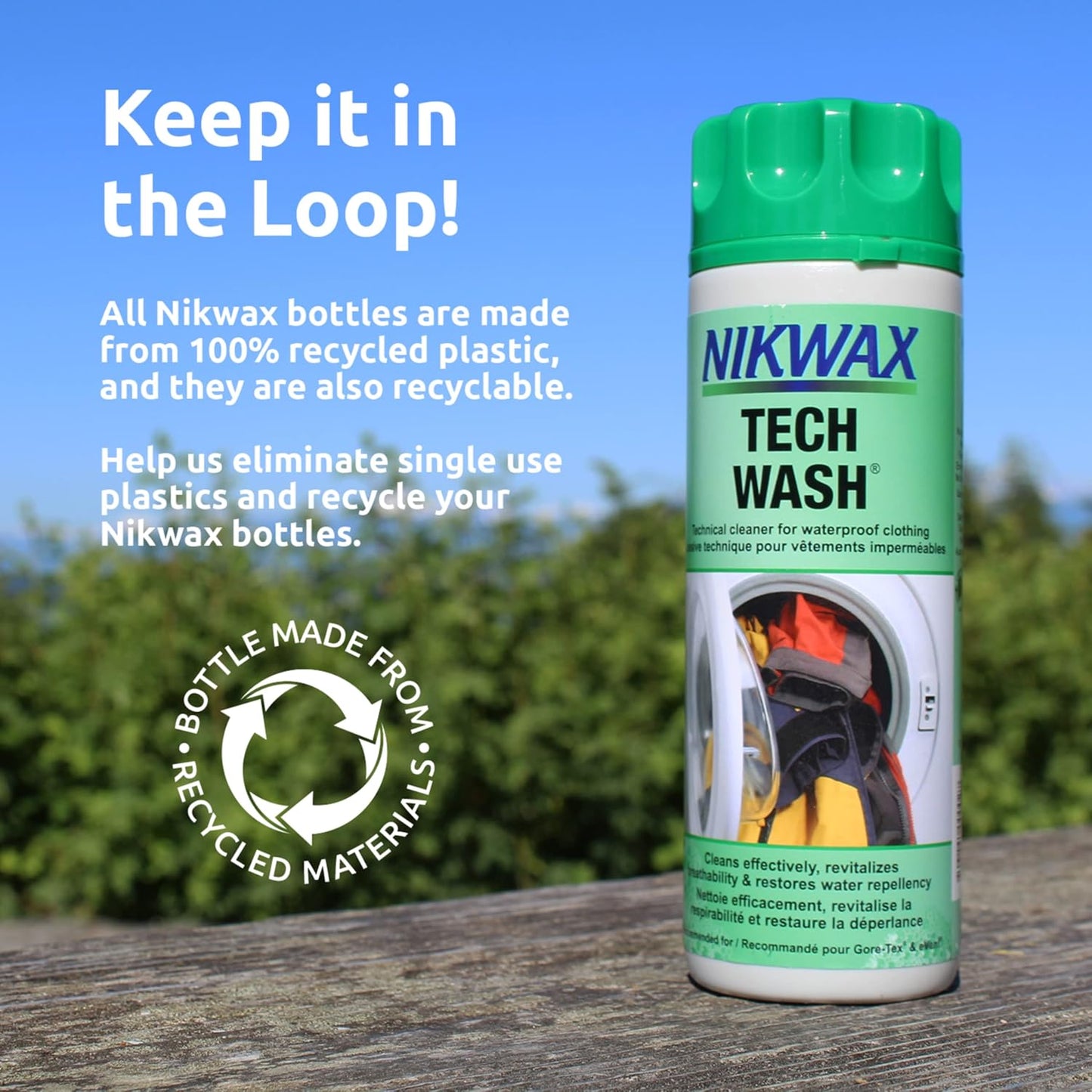 Nikwax Tech Wash,10 fl. oz., Nikwax Tech Wash Technical Cleaner for Jackets and Outerwear, Restores Waterproofing in Rain, Ski, and Snow Gear, Safe for Gore-Tex and DWR