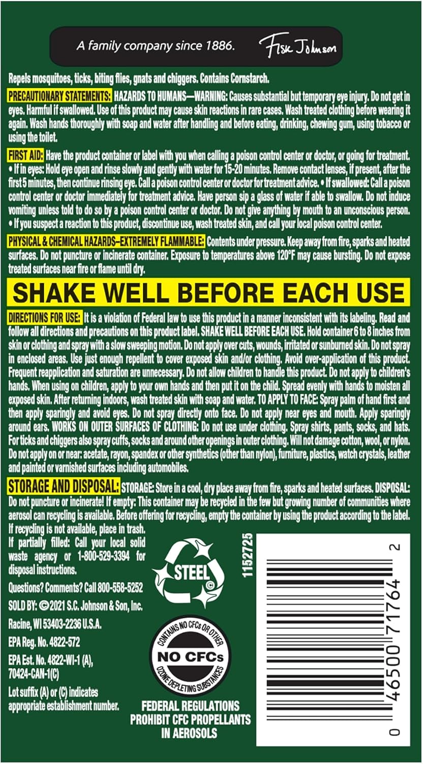 OFF! Deep Woods Insect Repellent Aerosol, Dry, Non-Greasy Formula, Bug Spray with Long Lasting Protection from Mosquitoes and Ticks, 4 Oz, 2 Count