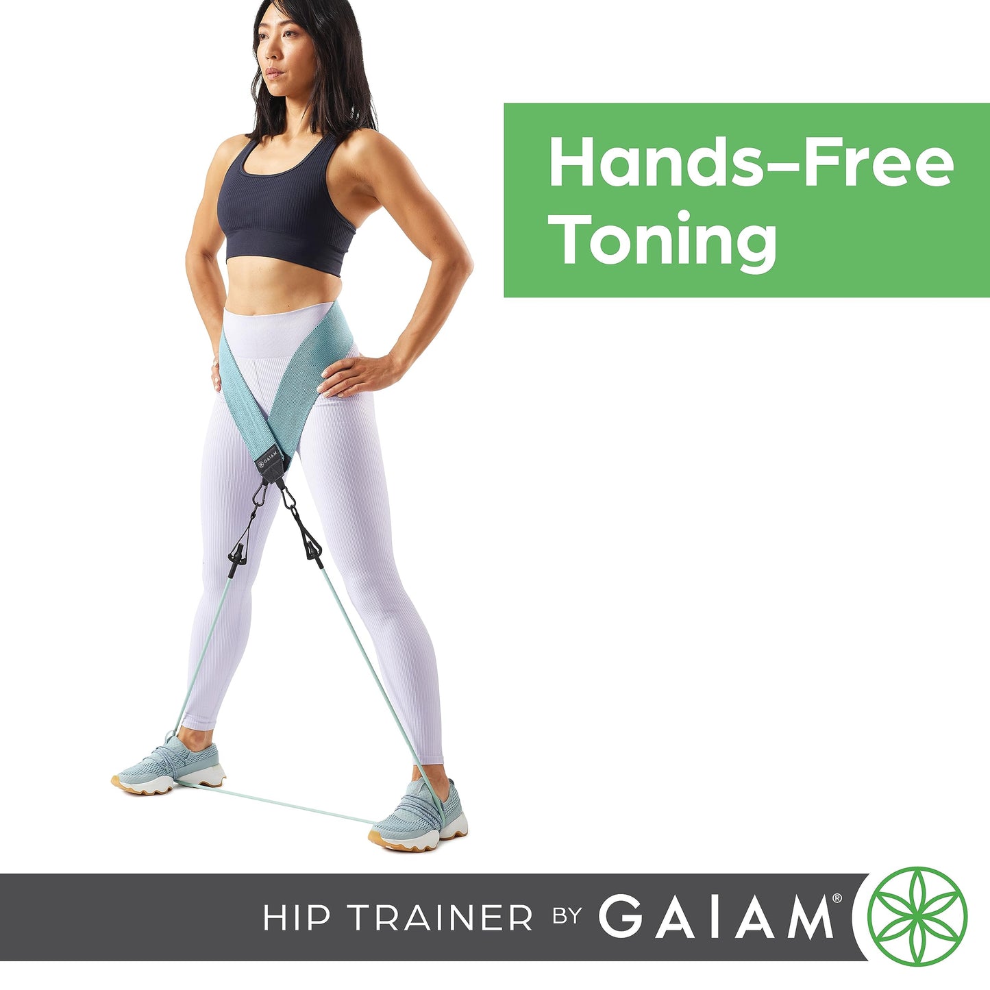 Gaiam Squat Band & Hip Trainer Set - Fabric Resistance Band with 3 Adjustable Resistance Tubes, Home Gym Equipment to Exercise Thigh, Leg, Hip, Glute, Booty & Core - Home Gym & Travel Workout Bands