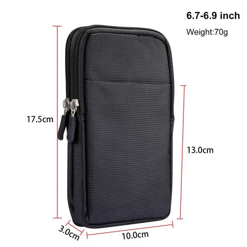 Men's Smartphone Waist Bag Zipper Mobile Phone Holster Waist Pouch Wallet with Carabiner Belt Loop for Outdoor Sport Travel