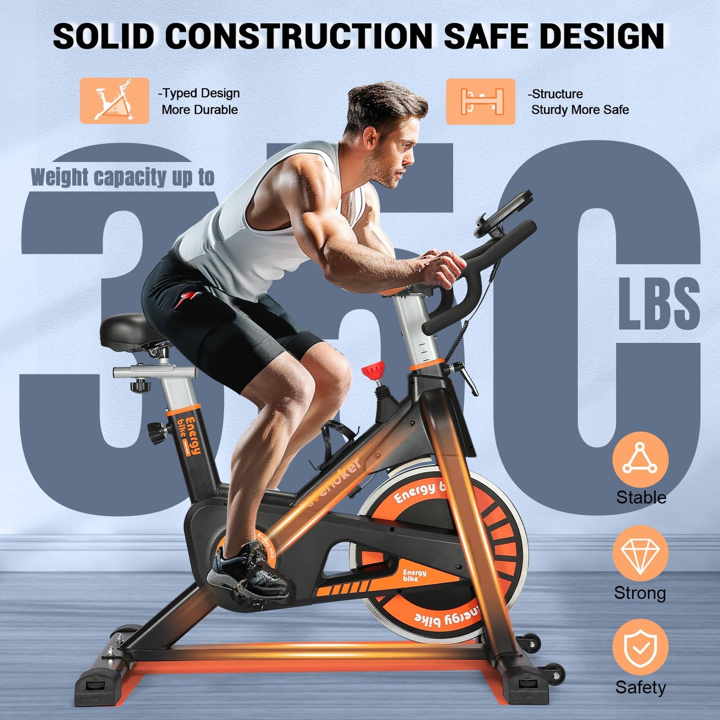 Exercise Bike, WENOKER Stationary Bike for Home, Indoor Bike with Silent Belt Drive, Heavy Flywheel, Multi-grips Handlebar and Upgraded Digital Display