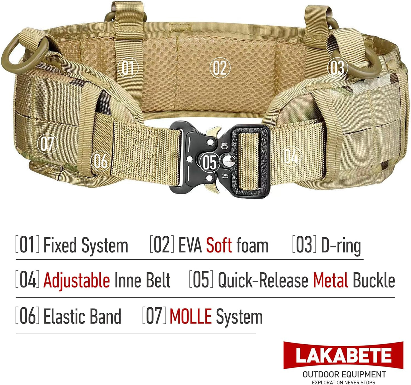 Tactical Molle Battle Belt | Outdoor Hunting Belt with Pouches | Durable Design