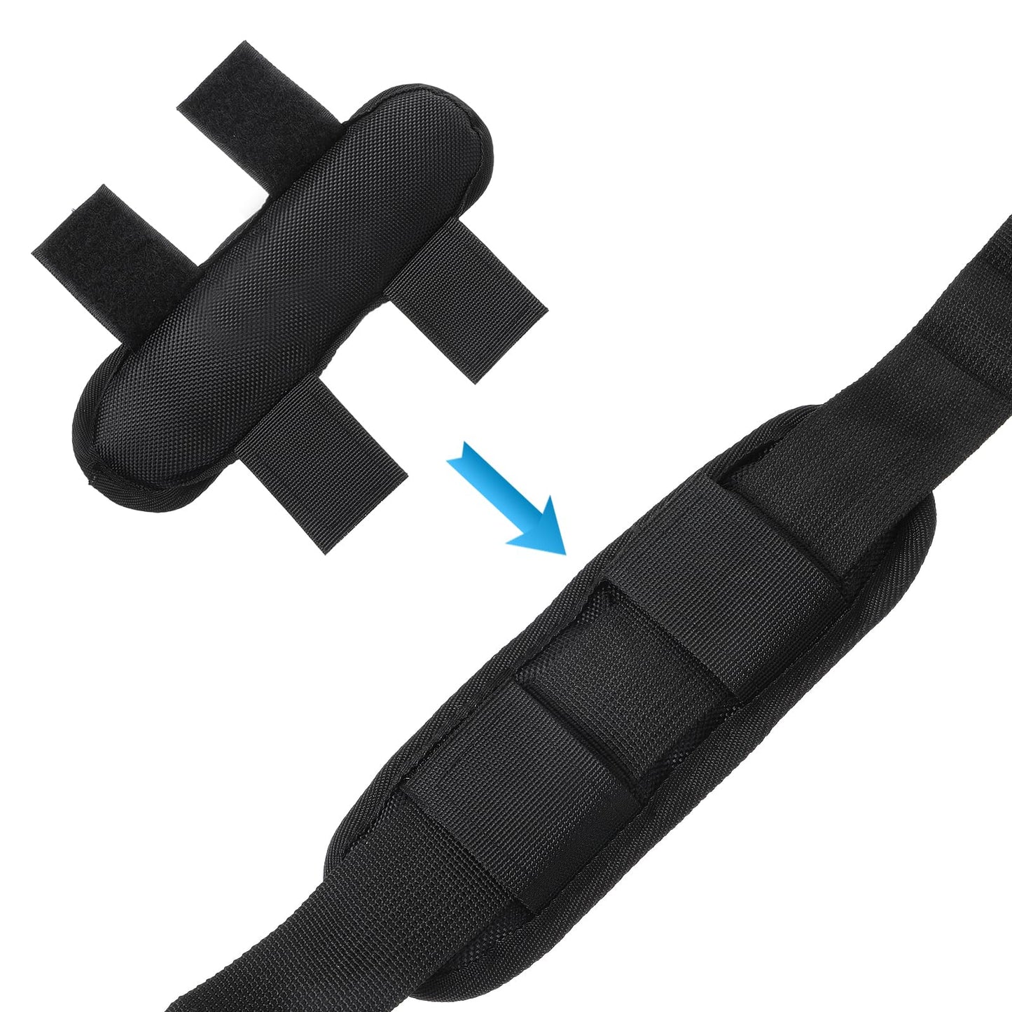 2 Pack Black Shoulder Strap Pad, Extra Thick Shoulder Strap Pad, Removable Luggage Bags Shoulder Strap Pads, Universal Replacement Shoulder Pad, Guitar Strap Pad, Fastener Cushions for Shoulder Bags