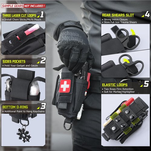WYNEX Tourniquet Holder Pouch, Tactical TQ Belt IFAK Pouch Trauma Shears Holder Tourniquet Holster Universal EMT Medical MOLLE Attachment for Duty Belt Vest Carrier Accessories