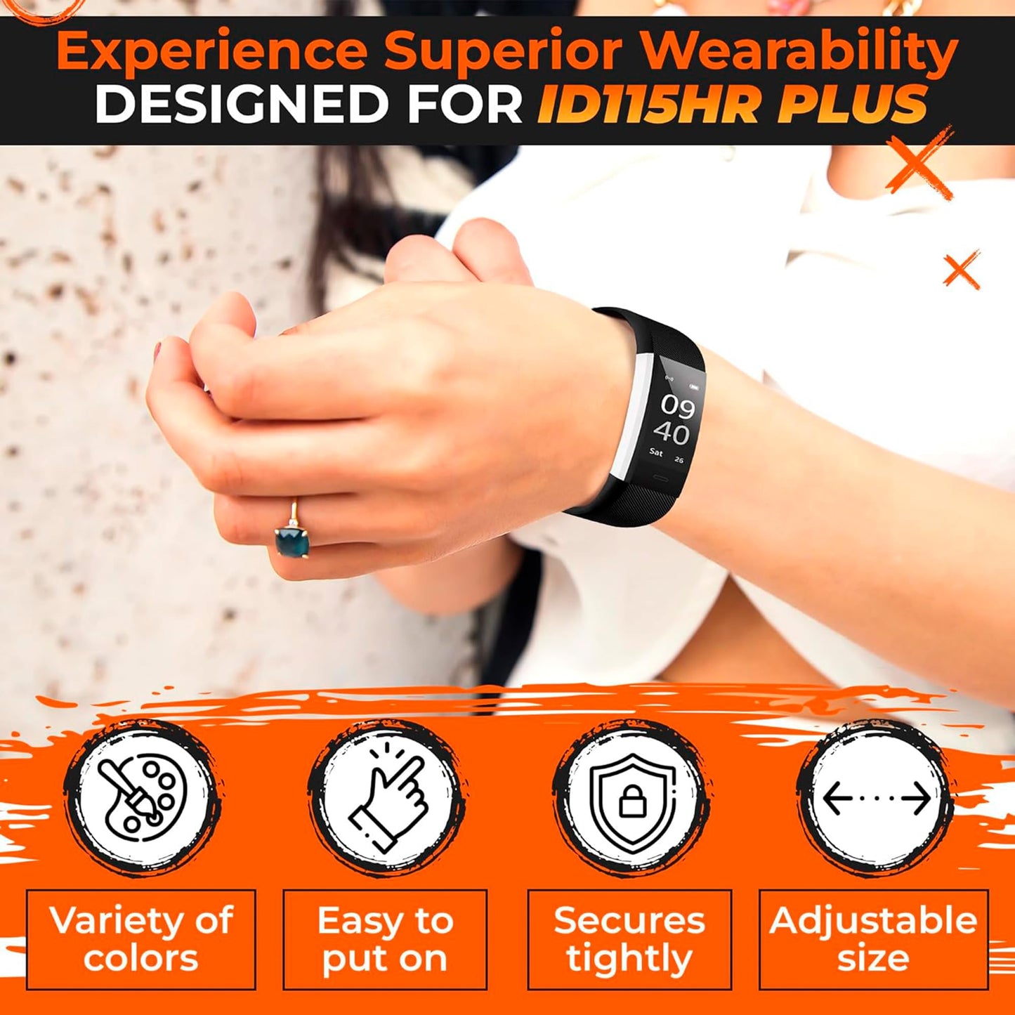 2 Pcs Fitness Tracker Id115plus Hr Replacement Band - Fitness Tracker Wrist Band Fitness Watch Bands Replacement - Fitness Tracker Bands Replacement Smart Watch Replacement Bands Replacement Wristband