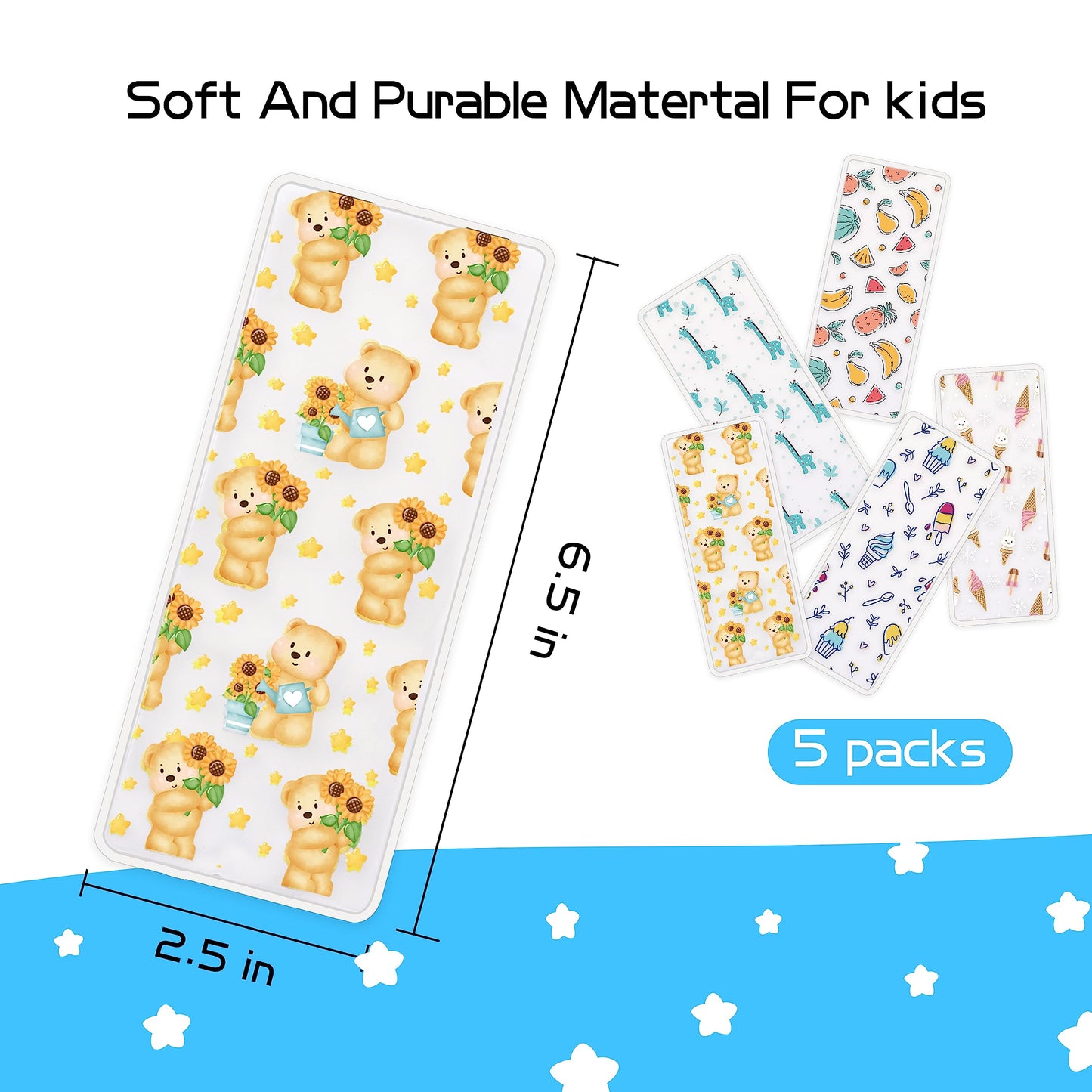 Small Ice Packs, Boo Boo Ice Pack for Injuries Kids Hot Cold Ice Packs Bulk Reusable Small Ice Pack Cold Compress for Pain Relief, Outdoor Food Preservation, Kids Cooling, Sports Injuries(5PCS)