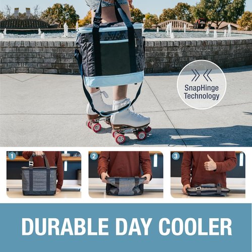 CleverMade Collapsible Insulated Cooler Bag – 24 Can Leakproof Soft Cooler for Beach, Travel, Car – Shoulder Strap, Bottle Opener – Desert Camo