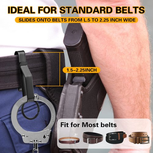 Manesi Duty Belt Key Holder, Belt Key Clip, Stainless Steel Tactical Stealth Belt Loop Key Ring Holder with Keyrings for Police Handcuff and Fire Agencies Fits Max 2.25 Inch Belt