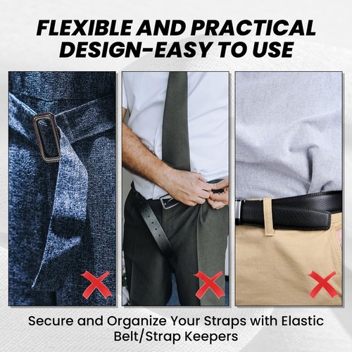 Tucnoeu 10Pcs Elastic Belt Keepers,Nylon Belt Loop,Black Backpack Strap Keeper for Securing Belts,Backpacks,Slings
