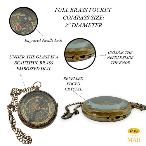 True North Compass – Go Confidently in The Direction of Your Dreams – Embossed Brass Compass – Graduation, Confirmation, Birthday, Motivational Gift for Him, Her, Students, Boys, Girls, High School