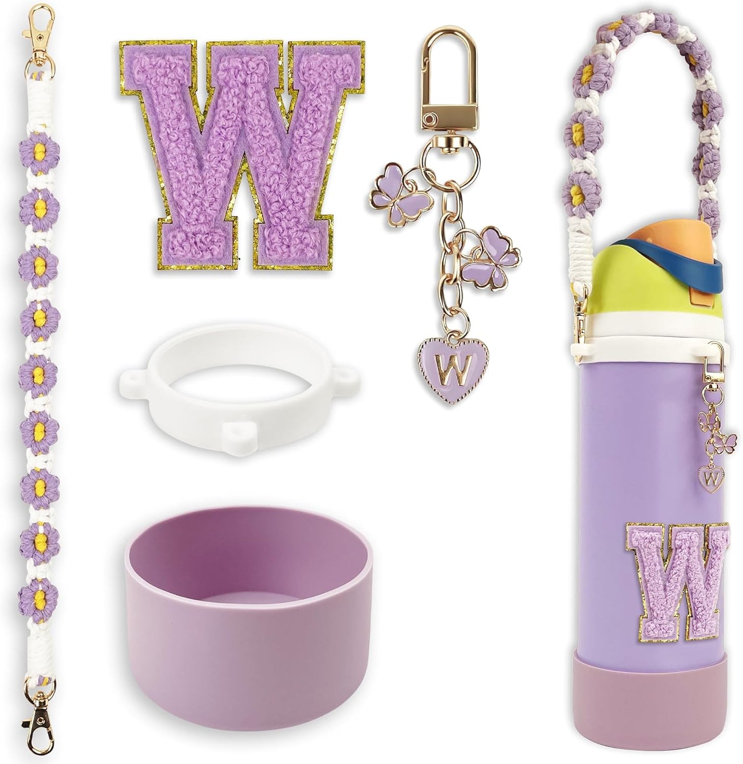 Silicone Boot Monogram Set for Owala Water Bottles | Cute Pink & Black Accessories