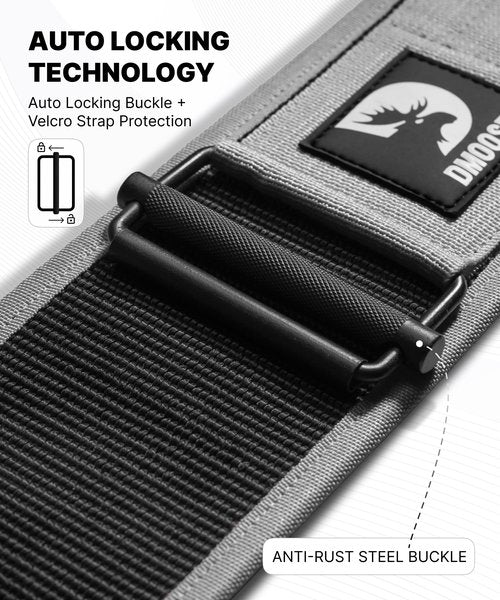 DMoose Auto Locking Weight Training Belt, Provides Lumbar Support & Stability, 4" Nylon Squat Belts for Men with Adjustable Buckle, Gym Belt for Women Weight Lifting