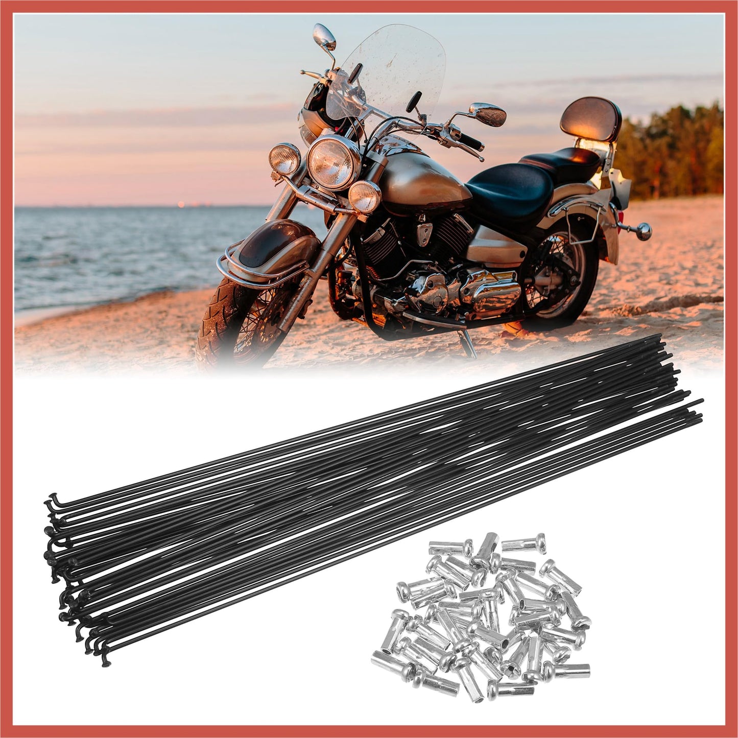 ACROPIX 36pcs Bicycle Carbon Steel Spokes 14G Bike Spoke 282mm Length with Nipples for Most Bicycle Black Car Parts