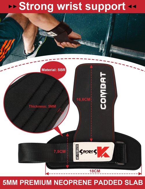 KUTOOK Weight Lifting Wrist Strap Men Women Lifting Wrist Straps Workout Deadlift MuƱequeras Para Gym Wrist Support Black & Red M