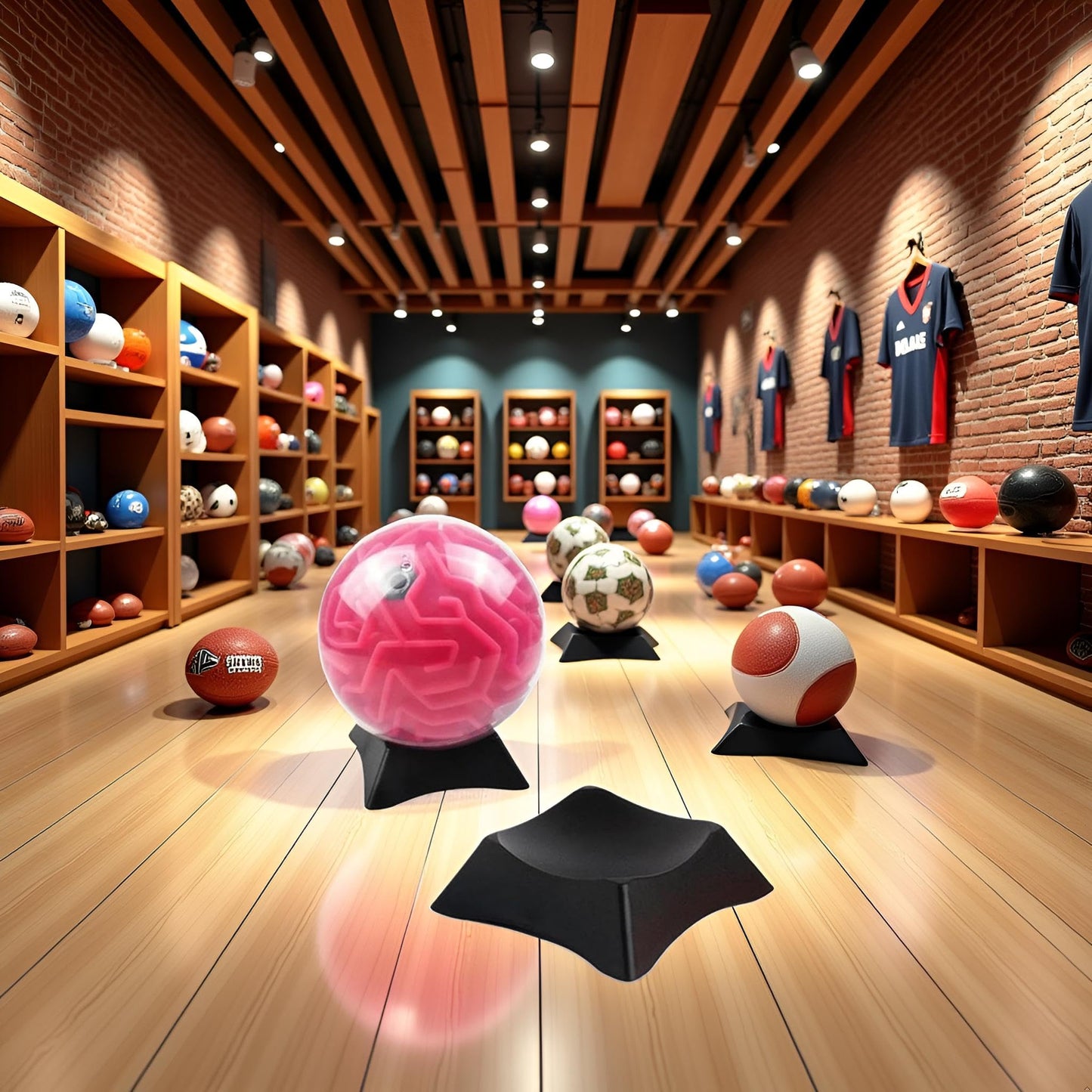 1Pc Black Ball Stand Display Stand,Stability Stand for Basketball Football,Memorabilia Display and Storage Cases,Exercise Ball Chair Stand Base,Sport Ball Display Rack,Soccer Ball Display Stand Holder