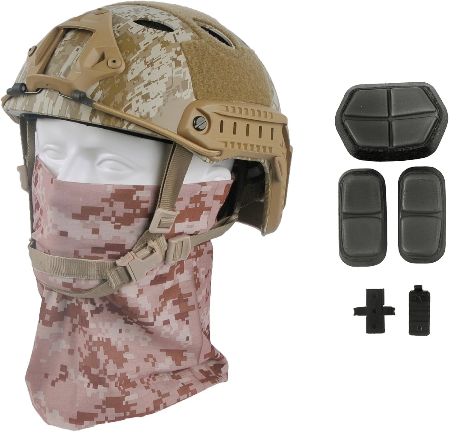 LOOGU Fast BJ Base Jump Tactical Helmet for Airsoft with 12-in-1 Headwear