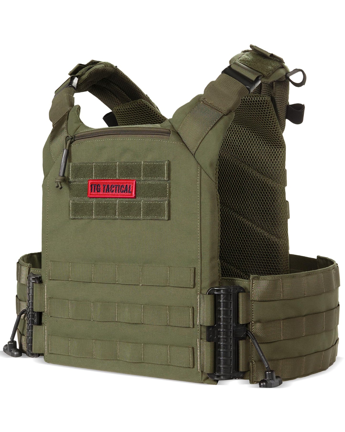 1TG Tactical Quick Release MOLLE Vest, Breathable Vest for Men, One Size Fully Adjustable