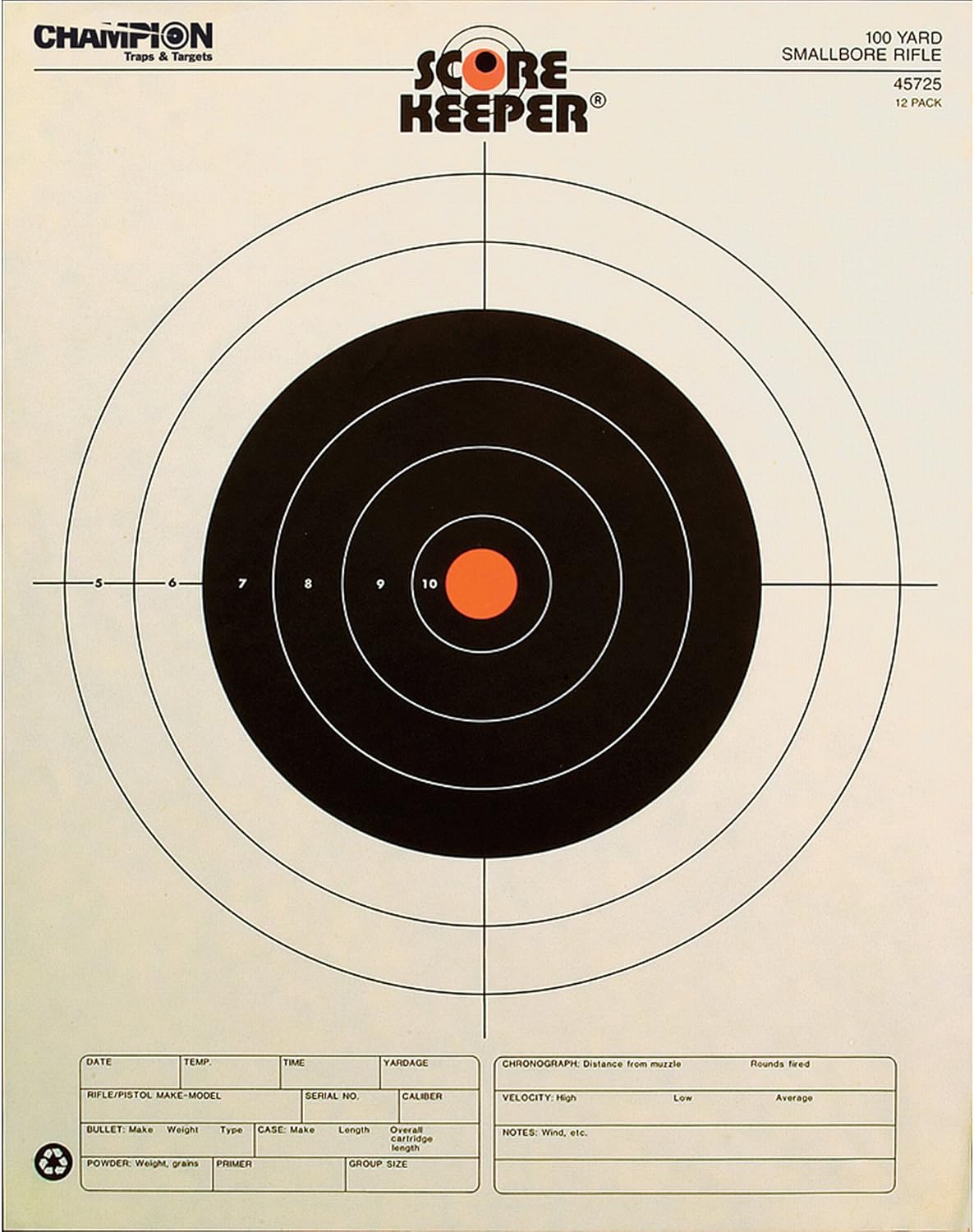 Score Keeper® Fluorescent Orange and Black Bull Targets 100 yd. Small Bore 12Pk