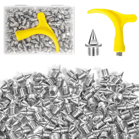 3/16 Inch Track Spikes,130pcs Stainless Steel Pyramid Shoe Spikes with Spike Wrench for Track and Cross Country,Replacement Spike for Sprint Sports Short Running Shoes