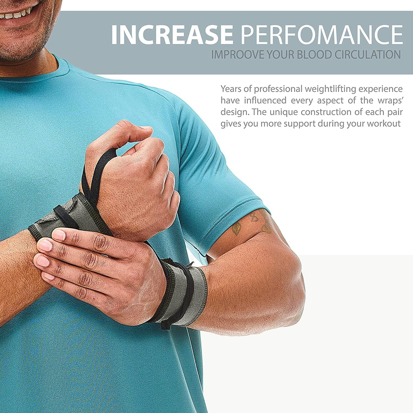 WARM BODY COLD MIND - Premium Cotton Weight Lifting Wrist Wraps for Cross Training, Powerlifting, Deadlift, Weightlifting, Gym, Wrist Straps, Workout, Fitness, Heavy-Duty Support with Thumb Loop