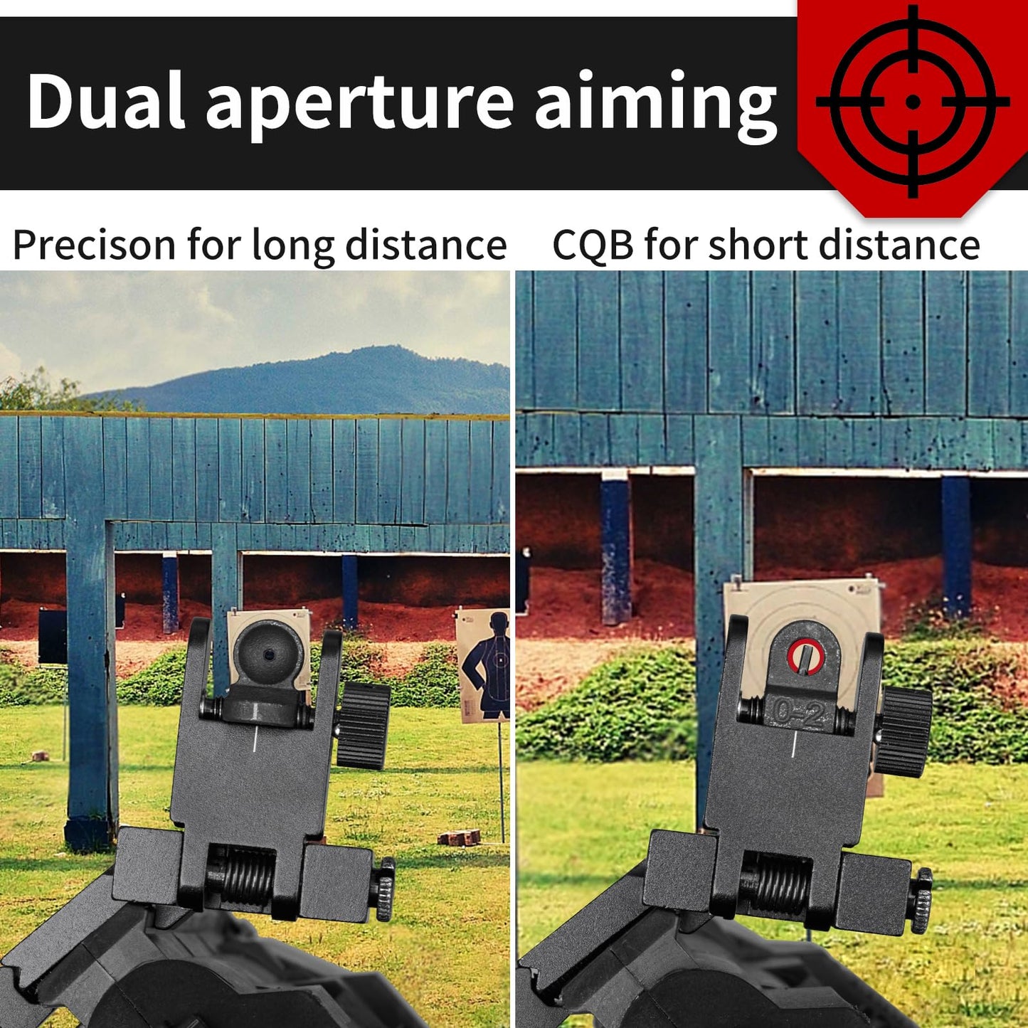 Aisunoutdoor 45 Degree Offset Flip Up Iron Sights Rapid Transition Front and Rear Backup Sights