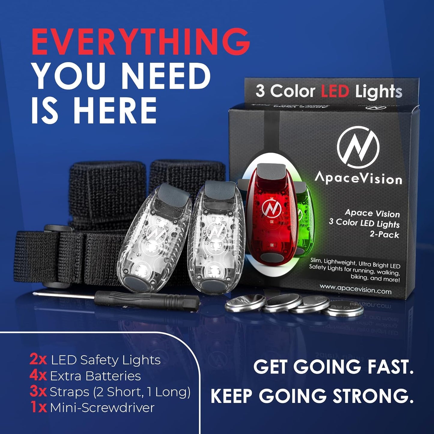LED Safety Light (2 Pack) - Clip On Strobe/Running Lights for Runners, Dog, Bike, Walking, Boat, Kayak, Stroller and More - High Visibility Accessories for Your Reflective Gear, Bicycle