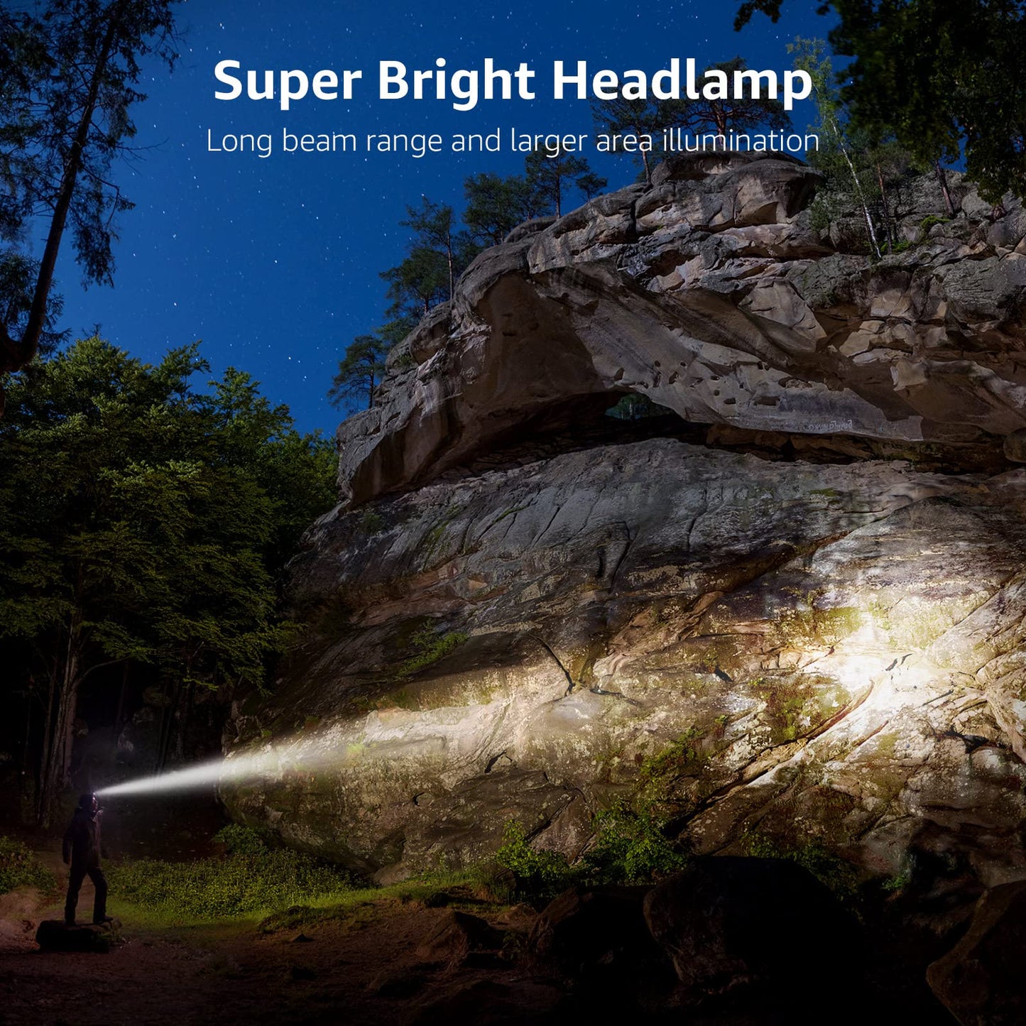 Lighting EVER Bundle - 2 Items : LED Rechargeable Headlamp, High Lumen Bright Head Lamp with 5 Modes and White Red Light & 1000LM LED Camping Lantern Rechargeable, 4400mAh Power Bank