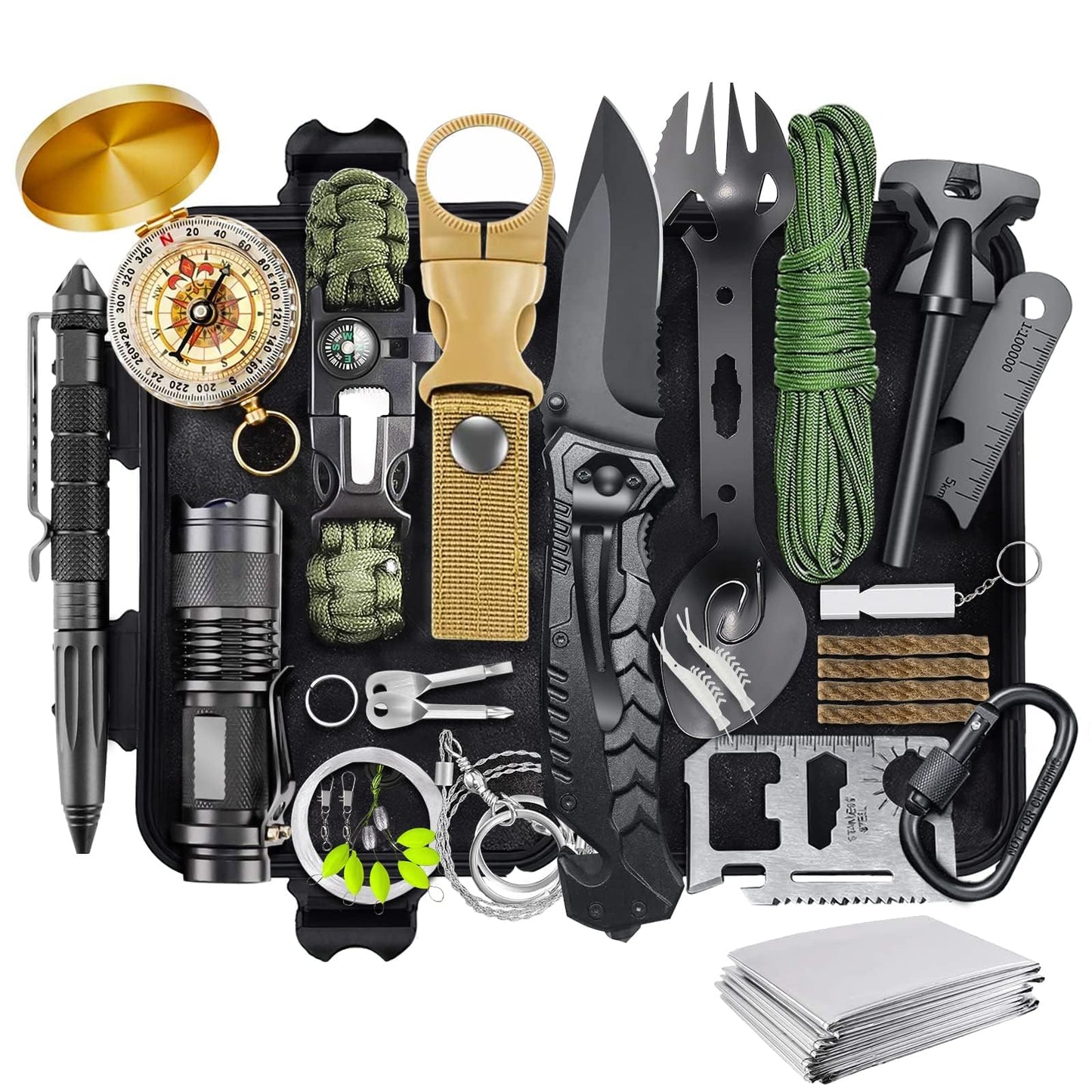 Survival Kits 30 in 1, Christmas Birth Day Gift for Men Women Adventure Lovers, Survival Gear and Equipment, Camping Accessories, Cool Gadgets, Camping, Fishing, Hunting, Adventure.