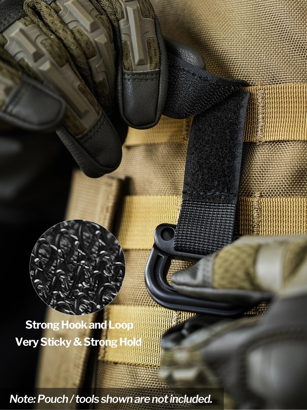 VIPERADE VAB3 2-Pack Tactical Molle D-Ring, Molle Belt Clip Key Buckle, Tactical Nylon Webbing Buckle for Molle Bags, Webbing Attachment Strap, Backpack Accessories (Black)