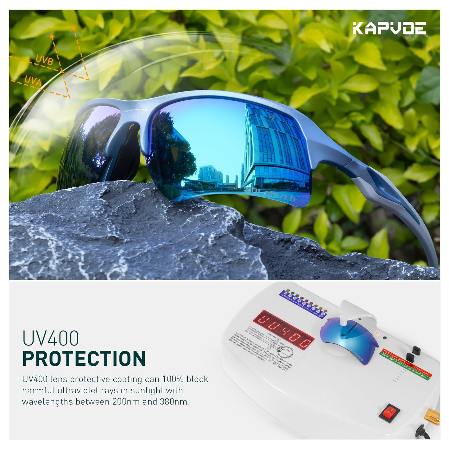 KAPVOE Polarized Sports Sunglasses for Men Fishing Baseball Cycling Running Golf Driving MTB UV Protection - K172