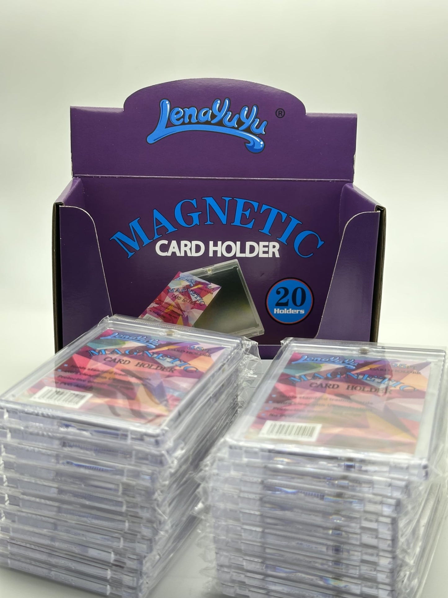 lenayuyu Pack of 20 One Touch Magnetic Card-Holders,35pt Magnetic Card Holder Cases 20ct,Sized to fit Standard Size Cards Storage and Display, Protect Sports Cards