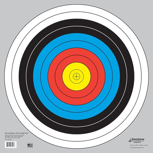 Longbow Targets 60 cm / 24 in Bullseye Archery and Gun Targets (4, 10, 25, & 100 Packs)