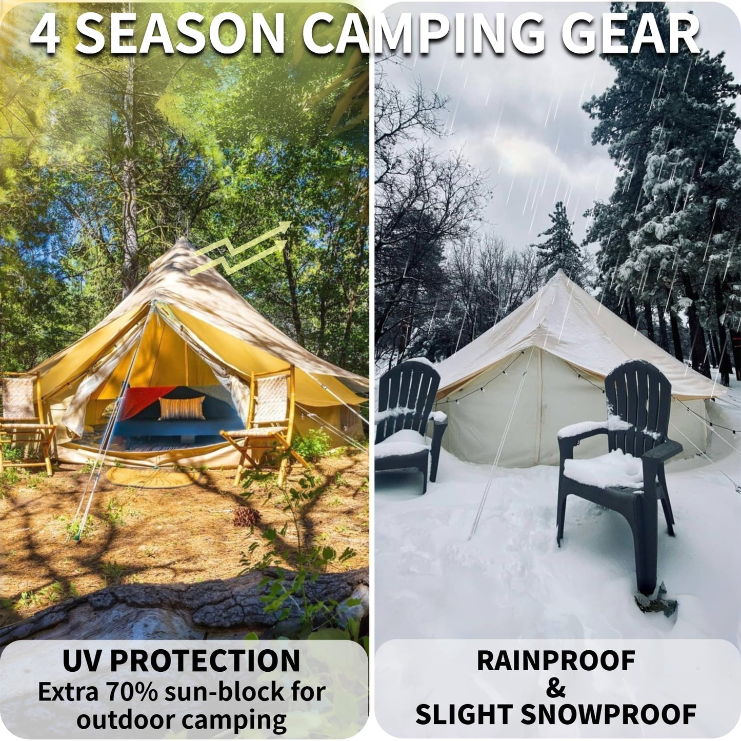 DANCHEL OUTDOOR 4 Season Waterproof Rain Fly Tarp for Yurt Tent, Portable Glamping Tent Cover Protector Awning Canopy for B5 16.4ft/5m Bell Tent Camping Accessories Replacement Beige