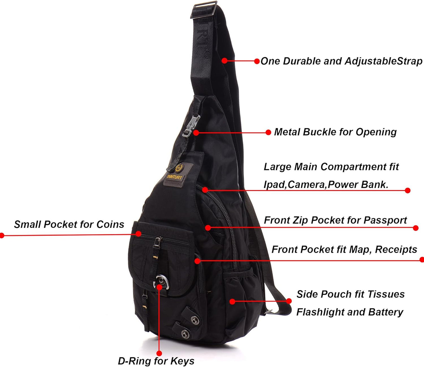 Sling Backpack Sling Bag Crossbody Daypack Chest Shoulder Pack for Men Women