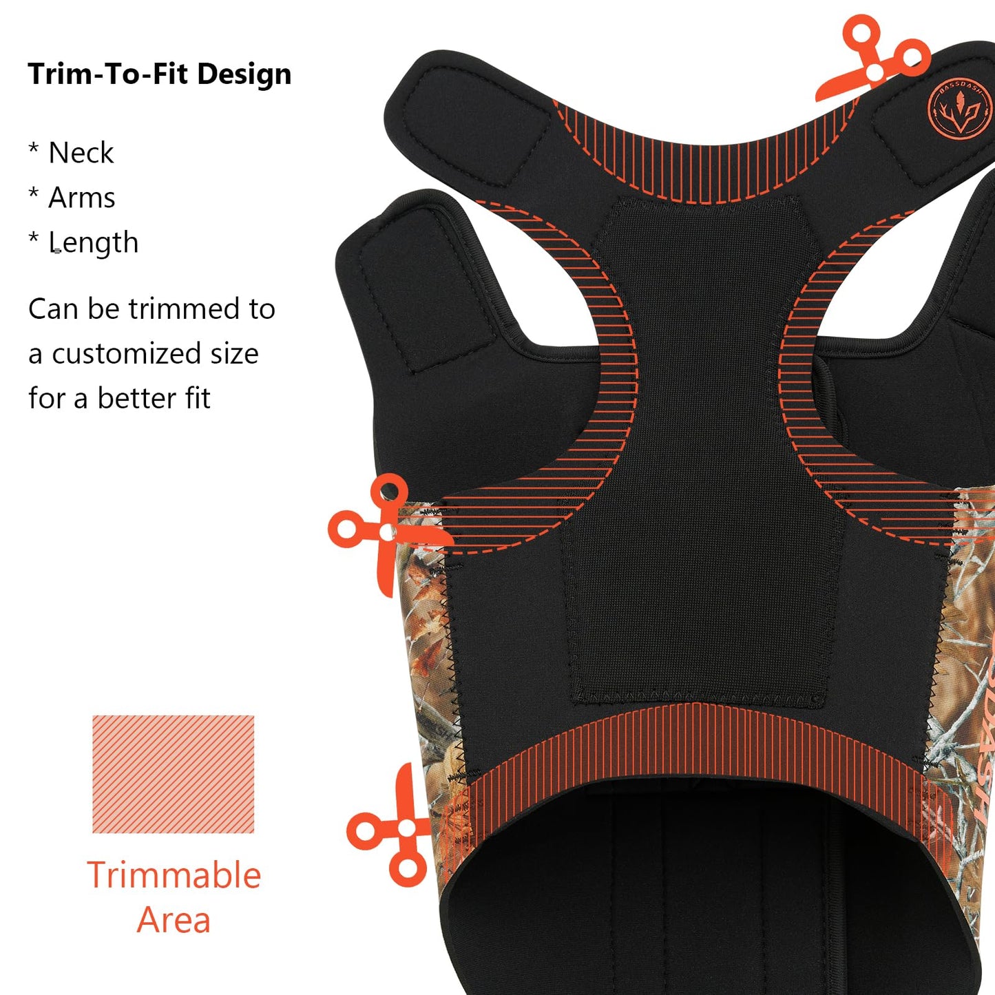 BASSDASH Dog Camo Neoprene Adjustable Hunting Vest Waterproof Chest Protection