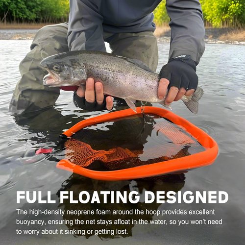 8Fans Extendable Fishing Net, Foldable Floating Landing Net,Non-Slip Hi-vis Grip, Ideal for Kayak Wading Fishing (40"/102cm Full (Telescopic Pole))