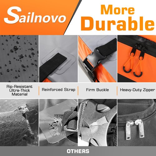 Sailnovo Rooftop Cargo Carrier 15 Cubic Feet, Waterproof Car Roof Bag Top Luggage Storage with Slip Mat, 4 Door Hooks & Heavy-Duty PVC for All Vehicle Roof with/Without Rack Cross Bar Orange