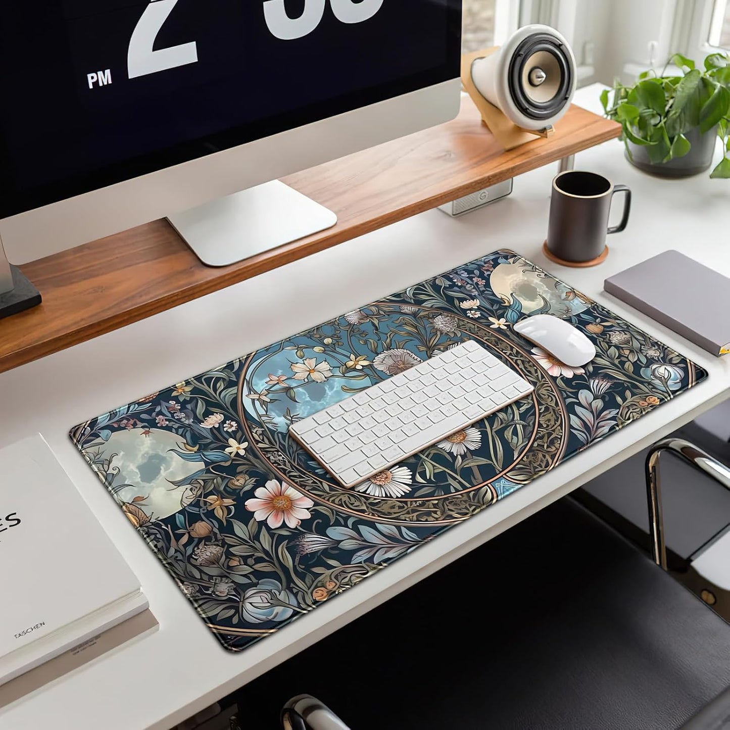 Japanese Desk Mat Riverside Full Moon Desk Pad Black Red Large Mouse Pad Gaming Mousepad Extended XXL Keyboard Pad 31.5 x 15.7 in Laptop Computer Mouse Keyboard Mat for Office Desk Decor