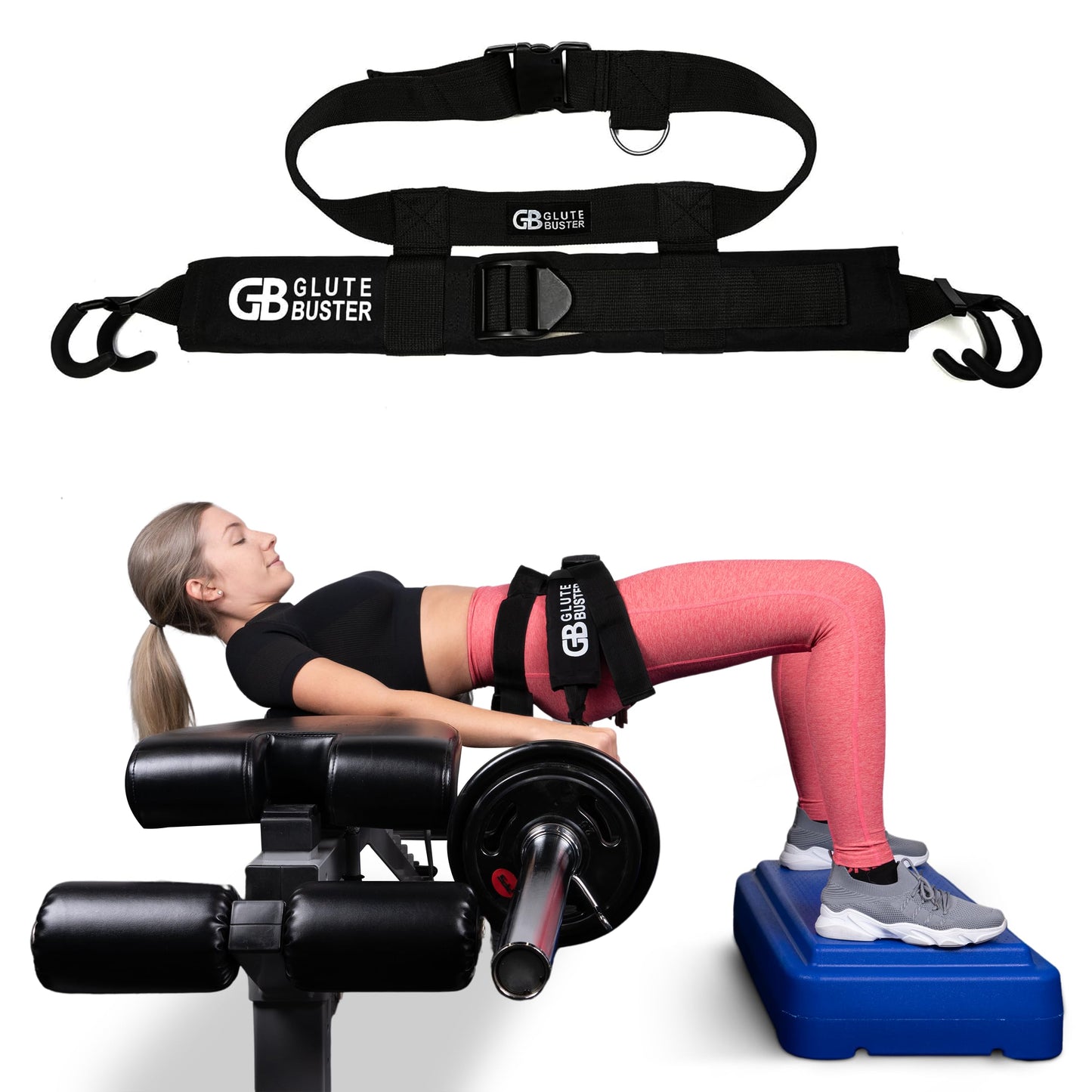 GluteBuster (Blue) Hip Thrust Belt | Booty Enhancer Hip Thrust Belt for Weights | Dumbbell Belt for Hip Thrust & Glute Workout Equipment | Hip Thrust Belt for Dumbbells Heavy | Butt Workout Equipment