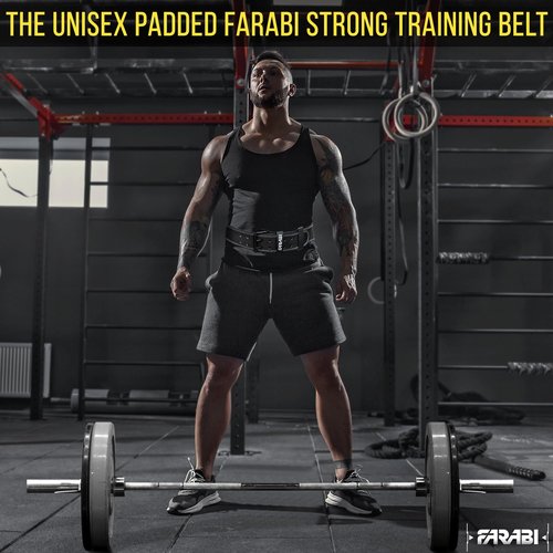 Farabi Sports Powerlifting Belt 100% Genuine Leather Weight Lifting Belt 4" wide Gym Belt Men and Women Weightlifting Belt for Gym Training Bodybuilding and Workout belt (Black, Medium)
