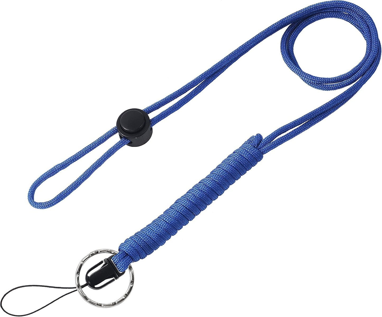 2 PACK 25 Inches Strong Paracord Survival Lanyard with Split Ring & Clip for Keys & ID holders, Phones
