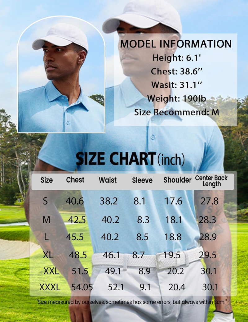 COOFANDY Golf Polo Short Sleeve Shirts for Men Casual Quick Dry Workout Work Button T-Shirt