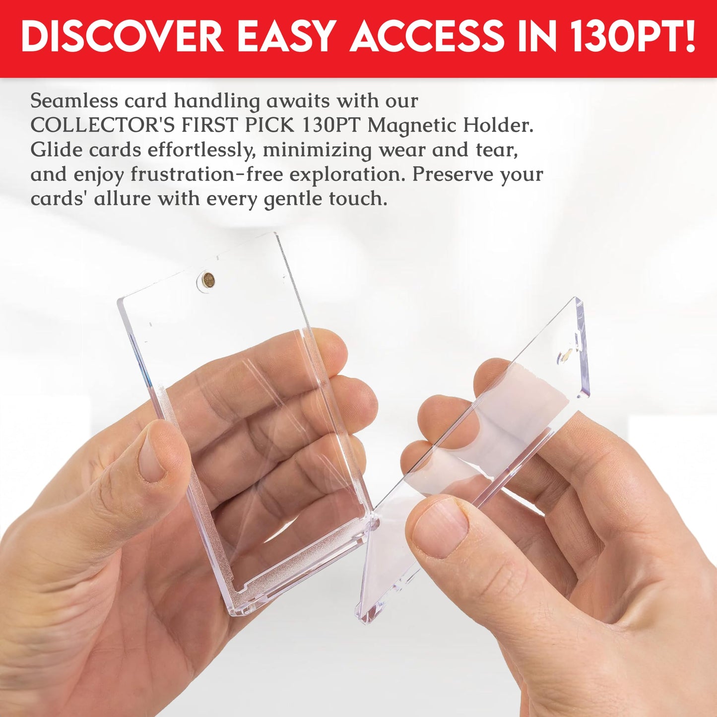 130PT (25) Premium One Touch Magnetic Card Holder UV Protection - Ultra Clear - PVC FREE - Thick Trading Card Holder Card Protector Magnetic Card Case For Trading Cards Sports Cards Holder Case