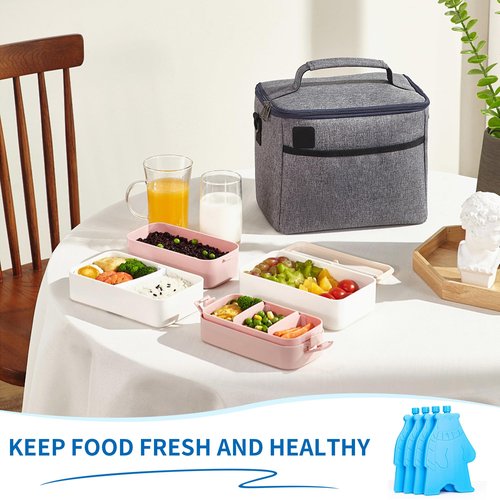 Ice Pack for Lunch Box and Cooler, BPA Free, Reusable and Long Lasting, Slim and Lightweight Design, Set of 4, (Blue) (Polar Bear Style)