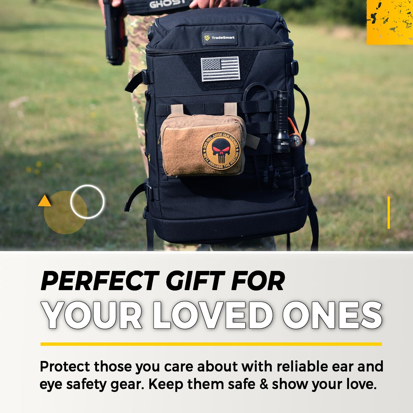 TradeSmart Range Backpack for Handguns, Ammo & Shooting Gear with 3 Lockable Compartments, Ear & Eye Protection Kit Optional