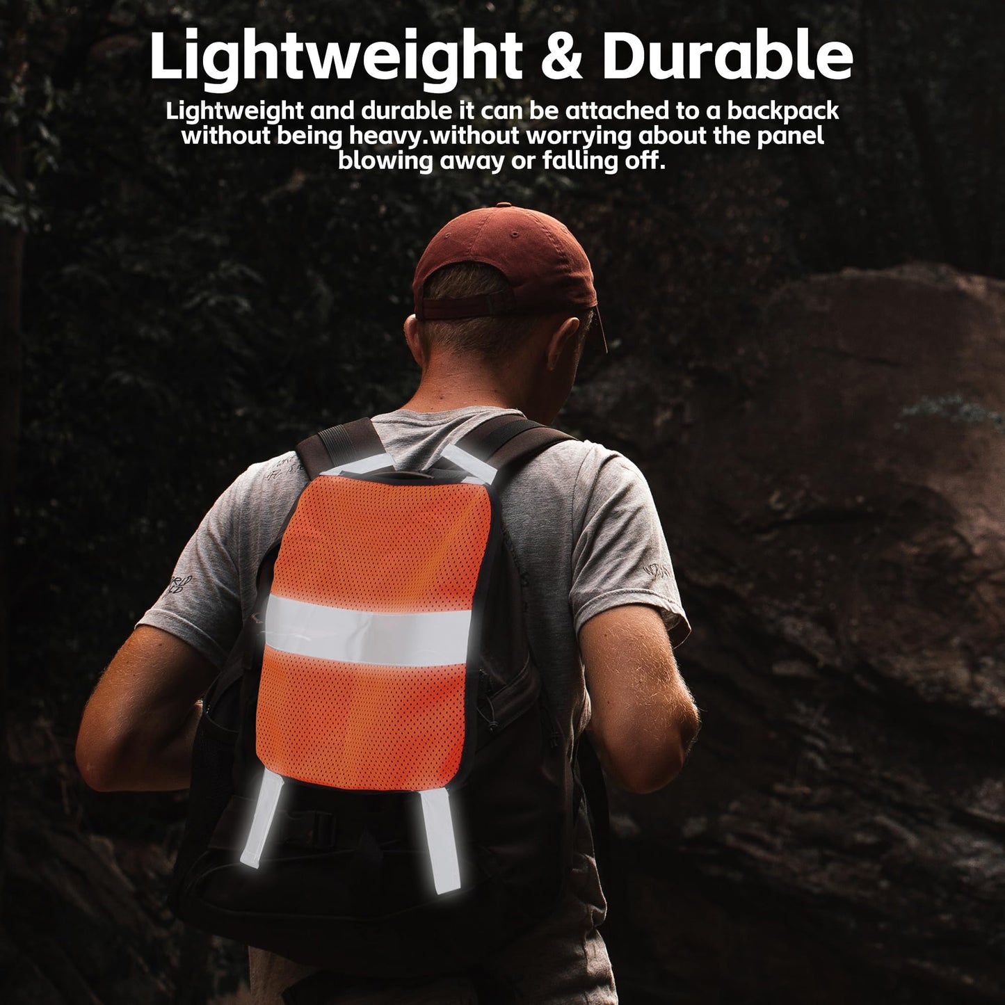 Watayo 3 Pcs Blaze Orange Safety Panel- 9 x 12 Inch Blaze Orange Panel Hunting Mesh- Orange Tent Backpack Cover Safety Panel with Reflective Strips for Field Hiking Camping Biking