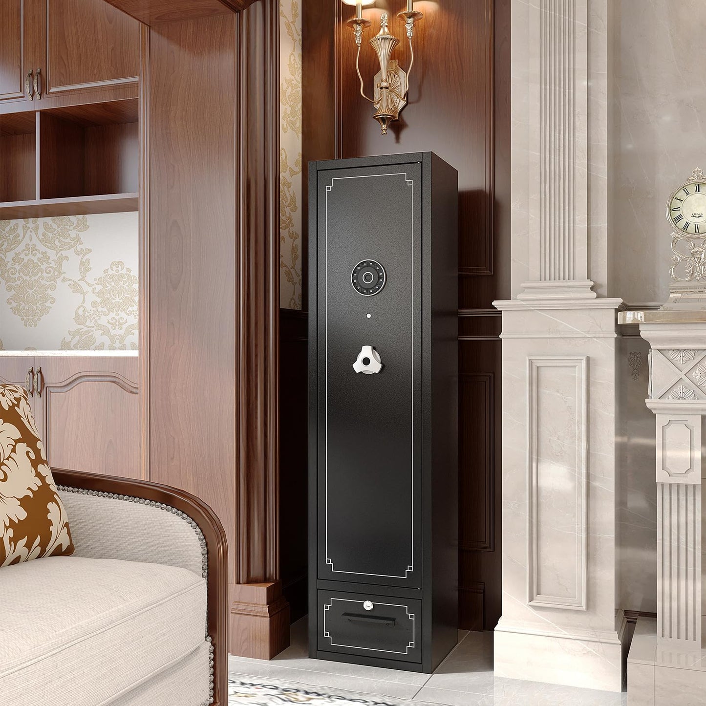 6 Gun Safes Gun Safe for Rifles and Pistols Heavy Duty Gun Cabinet for Rifles and Shotguns Rifle Safes for Home Gun Safe Clearance Gun Locker with Drawer Digital Lock and Removable Shelf