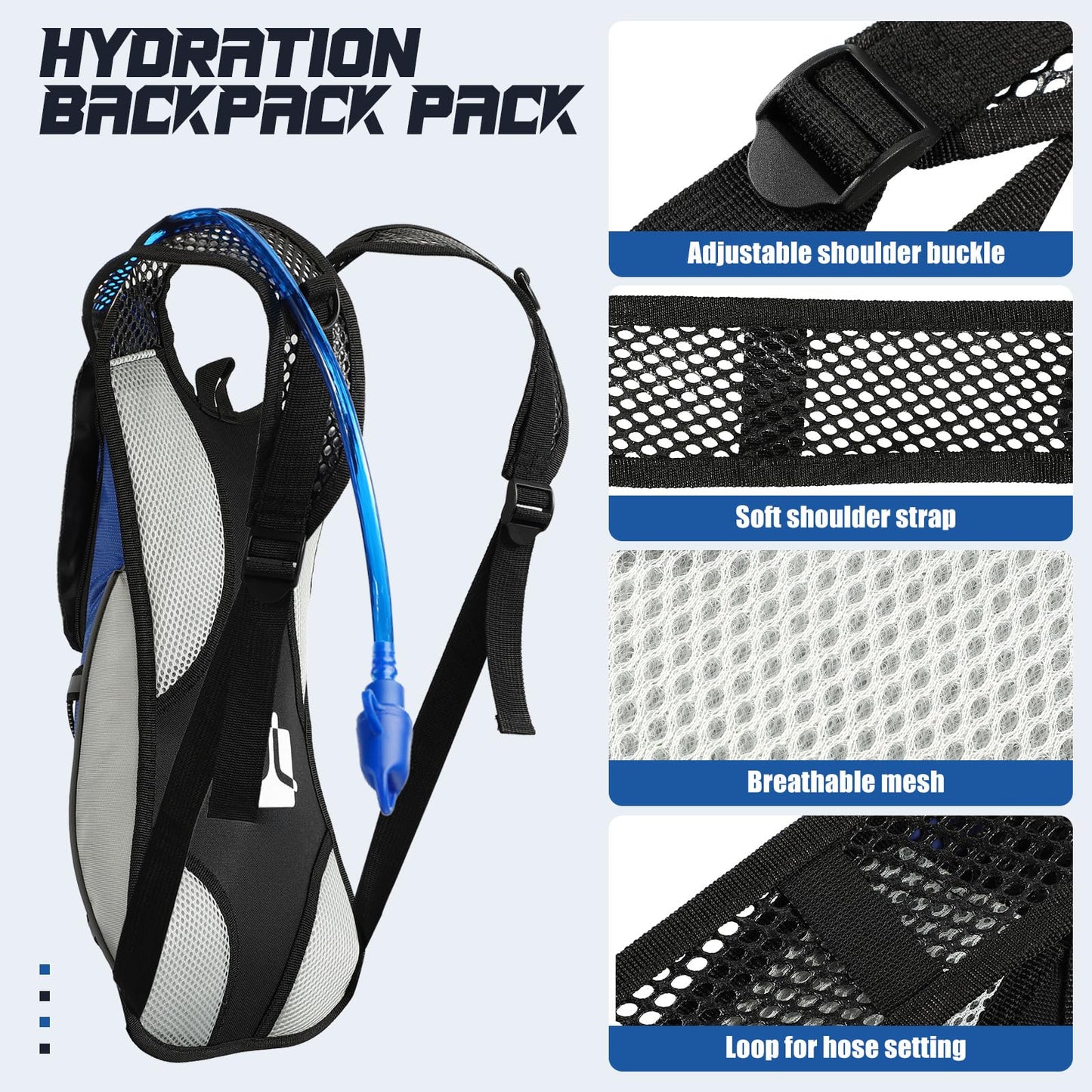 Buryeah 5 Pcs Hydration Backpack Pack with 5 Pcs 2L Water Bladder Lightweight Water Backpack with Hydration Bladder Hydration Backpack Hiking Backpack Water Rucksack Backpack Bladder Bag for Adults