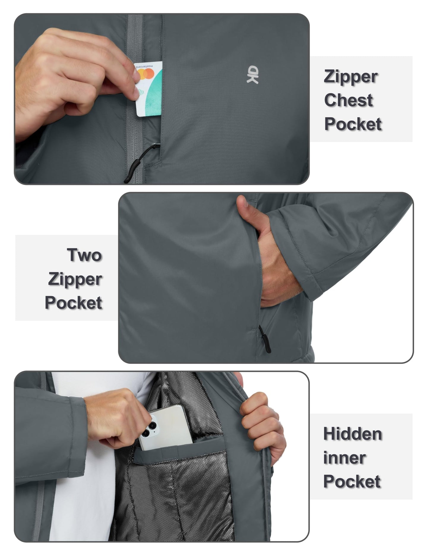 Little Donkey Andy Men's Winter Heat Reflective Jackets Water-Resistant Detachable hooded Insulated Thermal Ski Snow Coat Gray XL