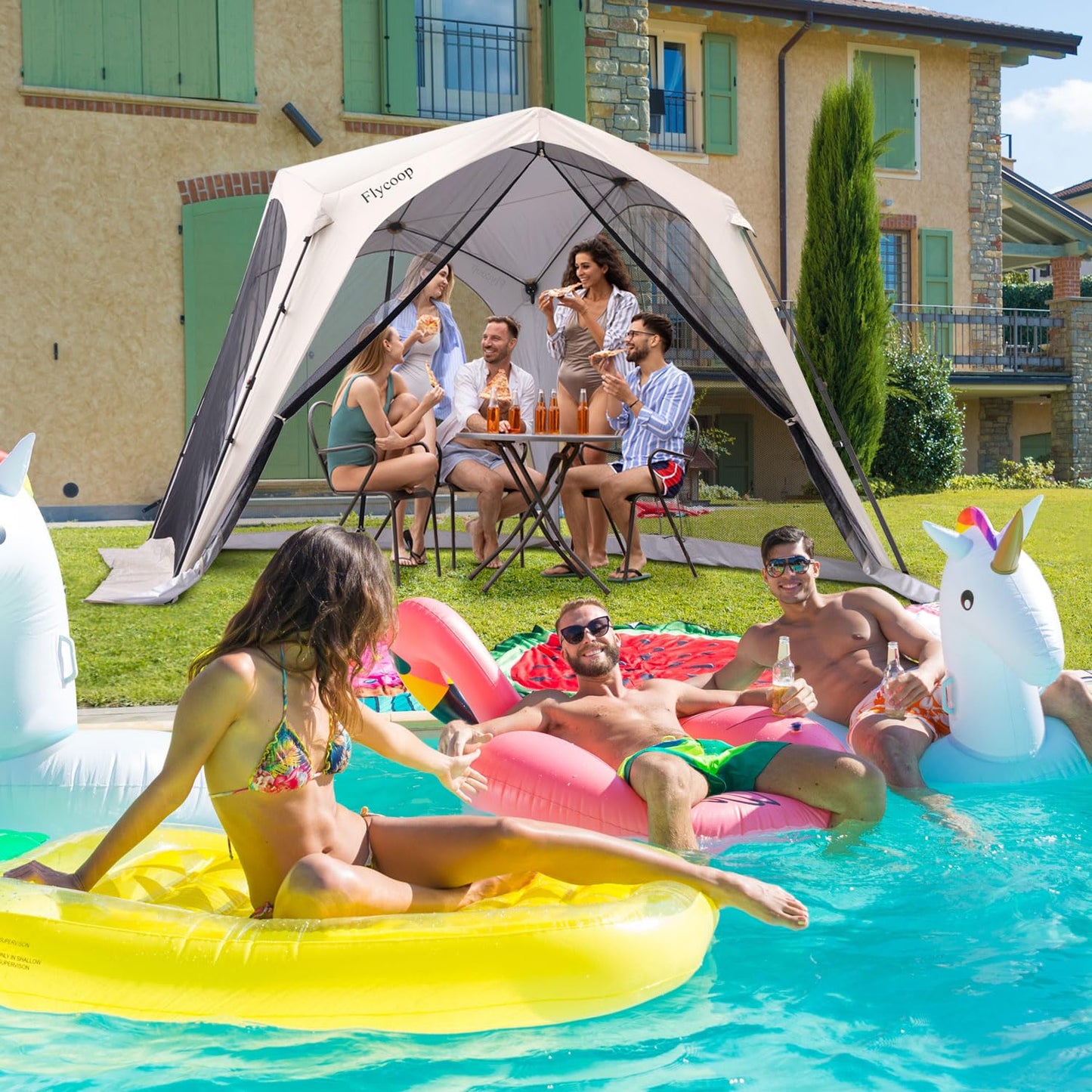 10x10 Screen Tents for Camping, 6-8 Persons Screen House with Mesh Doors and Carry Bag, 360° Ventilated & Bug Free for Backyard, Patio, Picnic, Outdoor Quick Setup Folding Insect